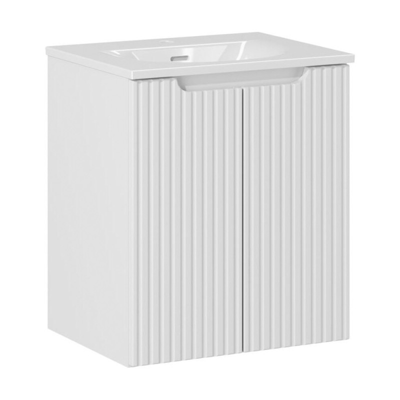 Set mobilier de baie Nova White, MDF, PAL melaminat, alb, lavoar Sky, L.50 cm, SET-NOW 50CM D SKY 50