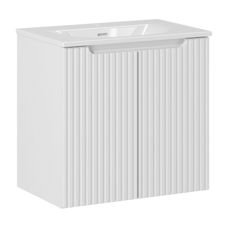 Set mobilier de baie Nova White, MDF, PAL melaminat, alb, lavoar Sky, L.60 cm, SET-NOW 60CM D SKY 60