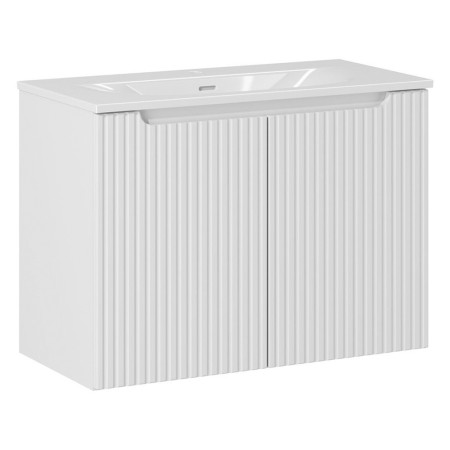Set mobilier de baie Nova White, MDF, PAL melaminat, alb, lavoar Sky, L.80 cm, SET-NOW 80CM D SKY 80