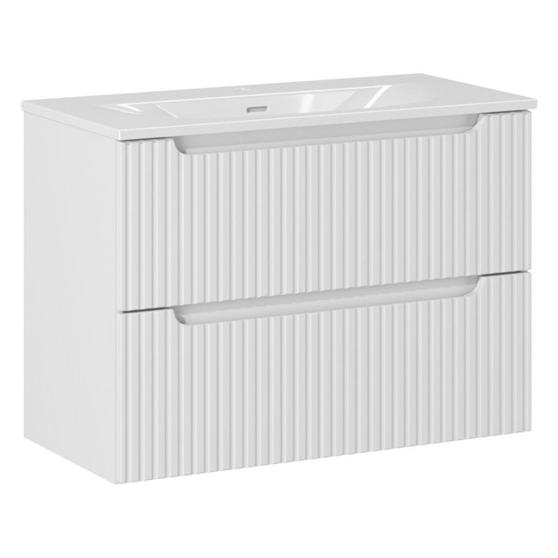 Set mobilier de baie Nova White, MDF, PAL melaminat, alb, lavoar Sky, L.80 cm, SET-NOW 80CM S SKY 80