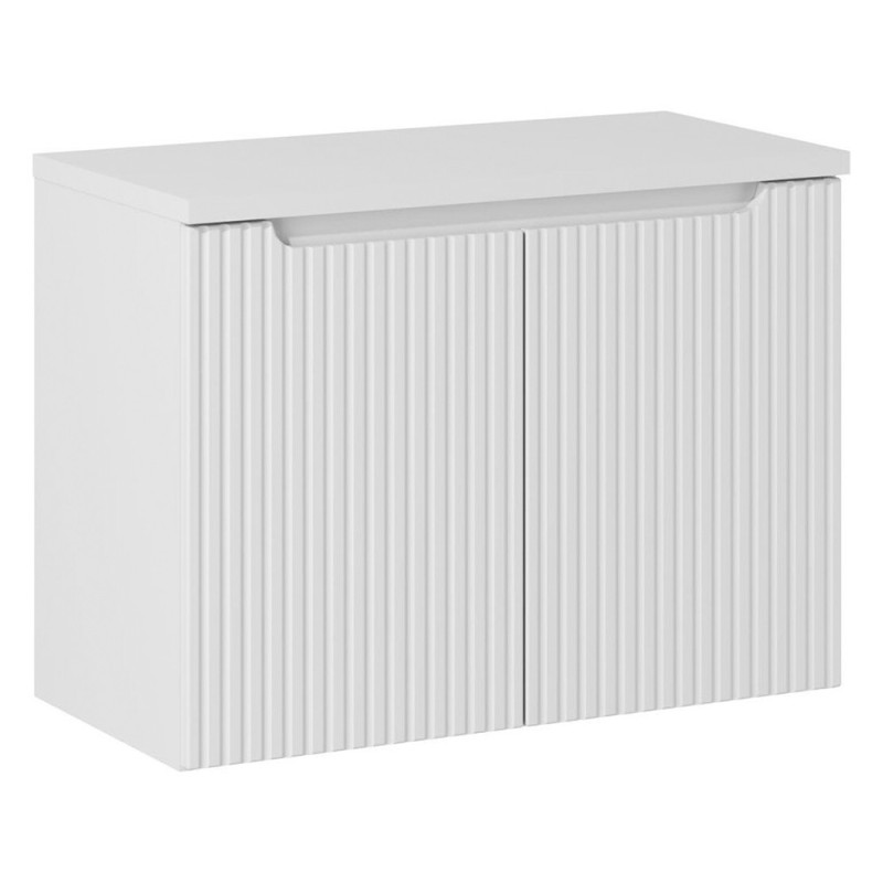 Set mobilier de baie Nova White, MDF, PAL melaminat, alb, blat alb mat, L.80 cm, SET-NOW B 80CM D