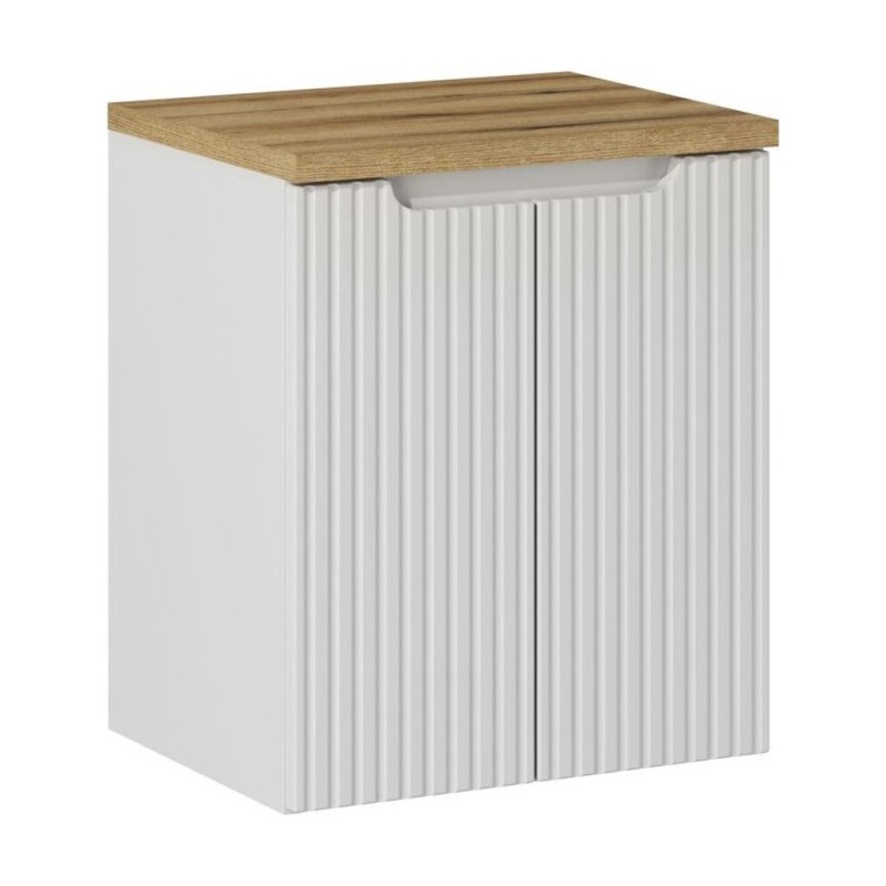 Set mobilier de baie Nova White, MDF, PAL melaminat, alb, blat stejar evoke, L.50 cm, SET-NOW B OAK 50CM D