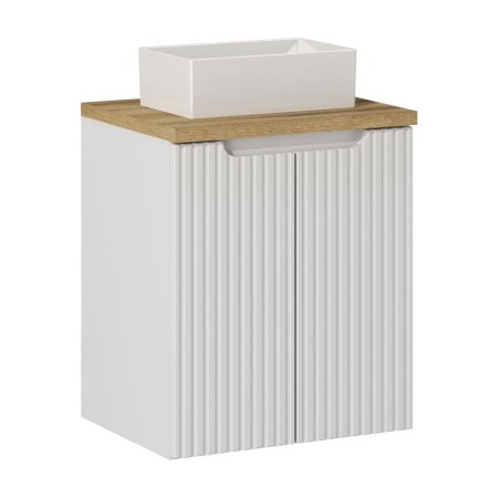 Set mobilier de baie Nova White, MDF, PAL melaminat, alb, blat stejar evoke, L.50 cm, lavoar Gaja, SET-NOW B OAK 50CM D UN GAJA 35