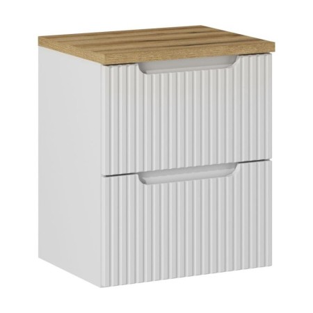Set mobilier de baie Nova White, MDF, PAL melaminat, alb, blat stejar evoke, L.50 cm, SET-NOW B OAK 50CM S