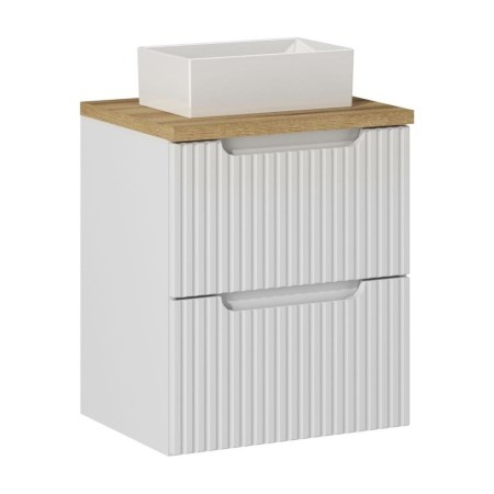 Set mobilier de baie Nova White, MDF, PAL melaminat, alb, blat stejar evoke, L.50 cm, lavoar Gaja, SET-NOW B OAK 50CM S UN GAJA 35