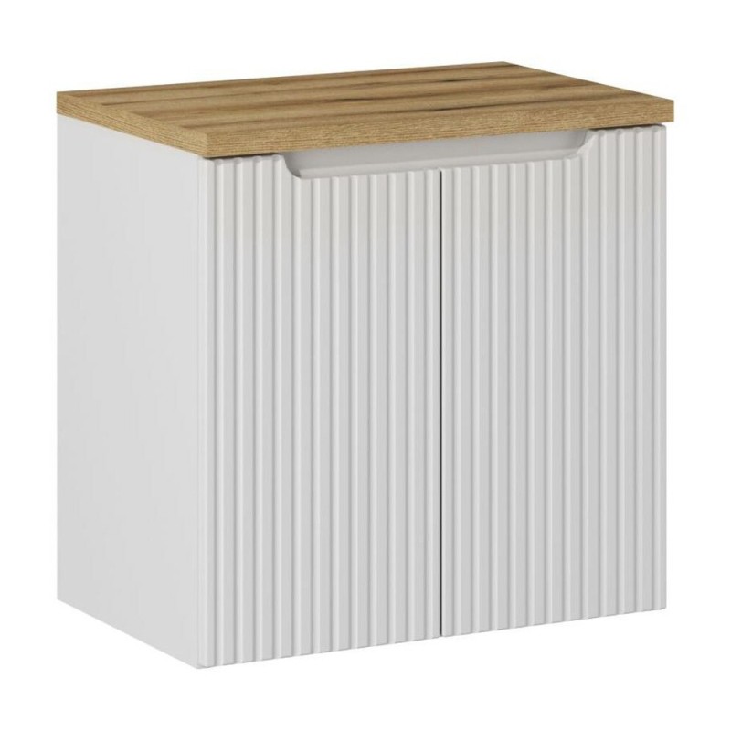 Set mobilier de baie Nova White, MDF, PAL melaminat, alb, blat stejar evoke, L.60 cm, SET-NOW B OAK 60CM D