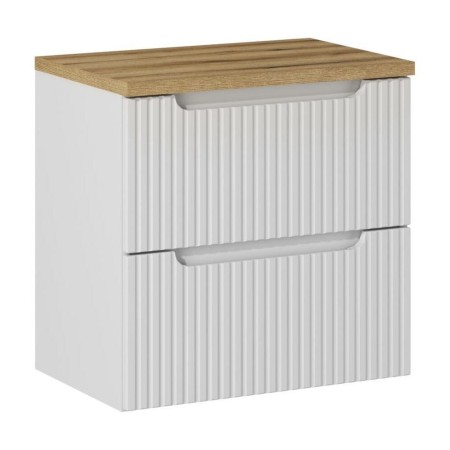 Set mobilier de baie Nova White, MDF, PAL melaminat, alb, blat stejar evoke, L.60 cm, SET-NOW B OAK 60CM S