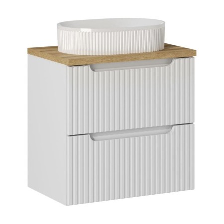 Set mobilier de baie Nova White, MDF, PAL melaminat, alb, blat stejar evoke, L.60 cm, lavoar Beyond, SET-NOW B OAK 60CM S UN BEYOND 5 WHITE