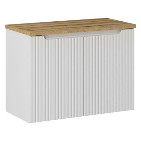 Set mobilier de baie Nova White, MDF, PAL melaminat, alb, blat stejar evoke, L.80 cm, SET-NOW B OAK 80CM D