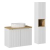Set mobilier de baie Nova White, MDF, PAL melaminat, alb, blat stejar evoke, L.80 cm, lavoar Beyond, dulap inalt H.140 cm, SET-NOW B OAK 80CM D UN BEYOND 5 WH HC