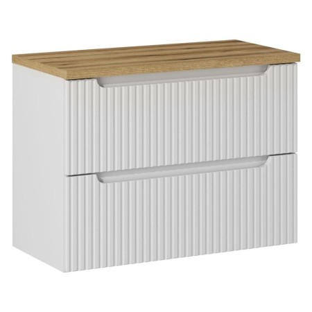 Set mobilier de baie Nova White, MDF, PAL melaminat, alb, blat stejar evoke, L.80 cm, SET-NOW B OAK 80CM S