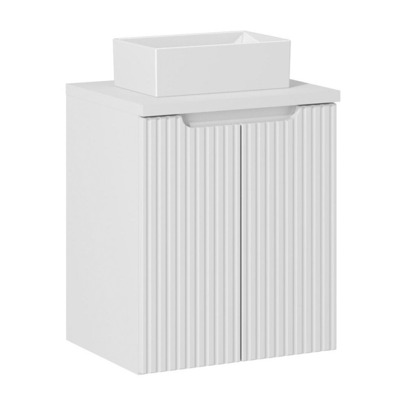 Set mobilier de baie Nova White, MDF, PAL melaminat, alb, blat alb mat, L.50 cm, lavoar Gaja, SET-NOW B WHITE 50CM D UN GAJA 35