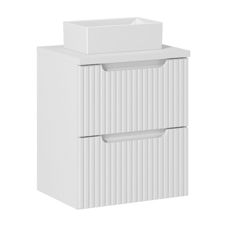 Set mobilier de baie Nova White, MDF, PAL melaminat, alb, blat alb mat, L.50 cm, lavoar Gaja, SET-NOW B WHITE 50CM UN GAJA 35