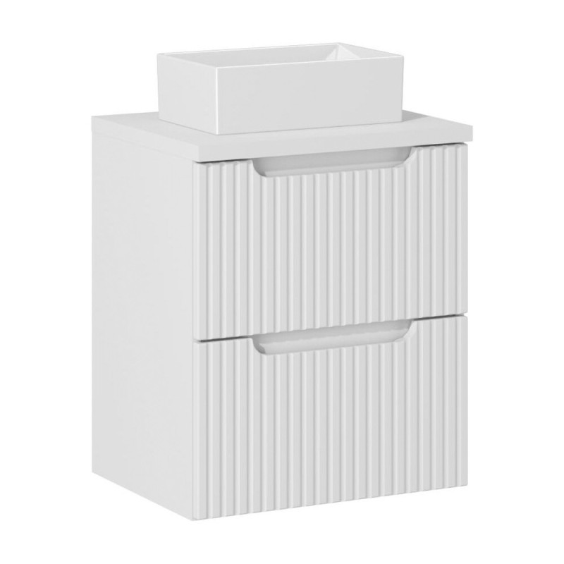 Set mobilier de baie Nova White, MDF, PAL melaminat, alb, blat alb mat, L.50 cm, lavoar Gaja, SET-NOW B WHITE 50CM UN GAJA 35