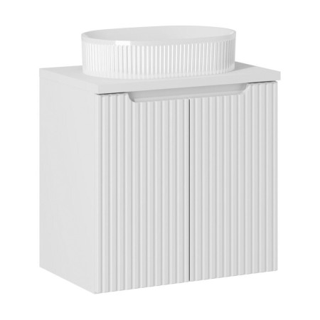 Set mobilier de baie Nova White, MDF, PAL melaminat, alb, blat alb mat, L.60 cm, lavoar Beyond, SET-NOW B WHITE 60CM D UN BEYOND 5 WH