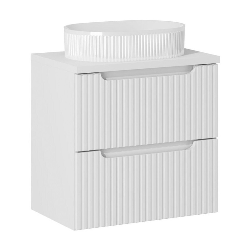 Set mobilier de baie Nova White, MDF, PAL melaminat, alb, blat alb mat, L.60 cm, lavoar Beyond, SET-NOW B WHITE 60CM S BEYOND 5 WH
