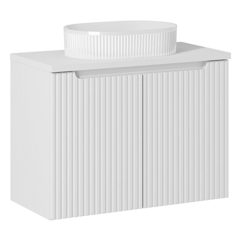 Set mobilier de baie Nova White, MDF, PAL melaminat, alb, blat alb mat, L.80 cm, lavoar Beyond, SET-NOW B WHITE 80CM D UN BEYOND 5 WH