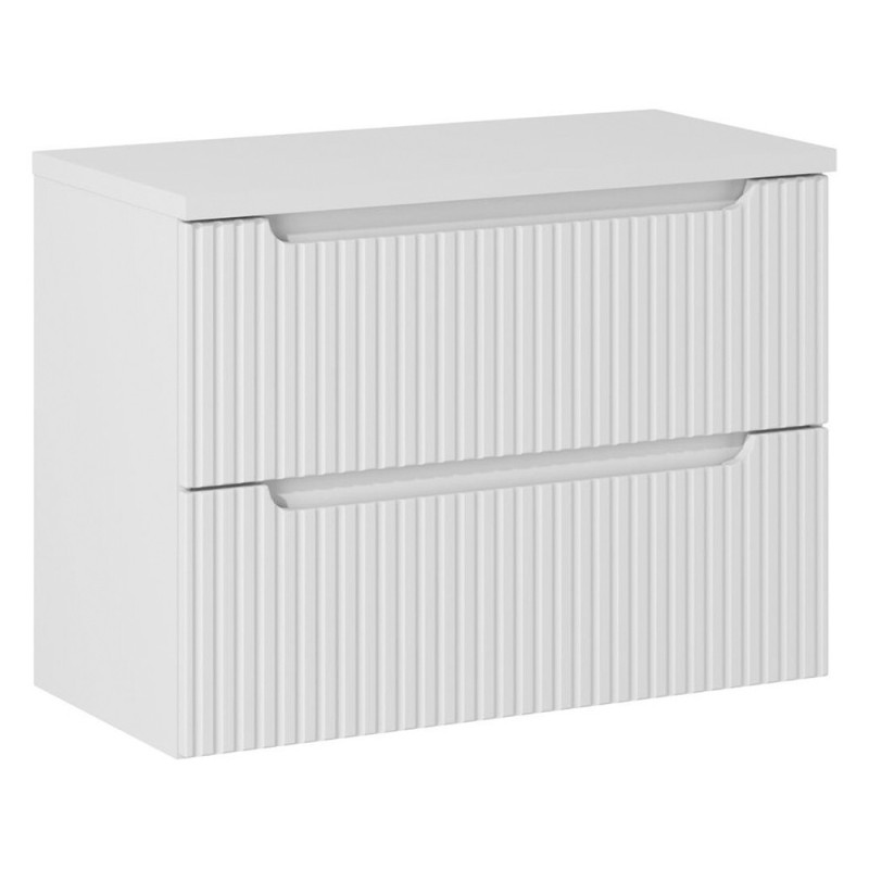 Set mobilier de baie Nova White, MDF, PAL melaminat, alb, blat alb mat, L.80 cm, SET-NOW B WHITE 80CM S