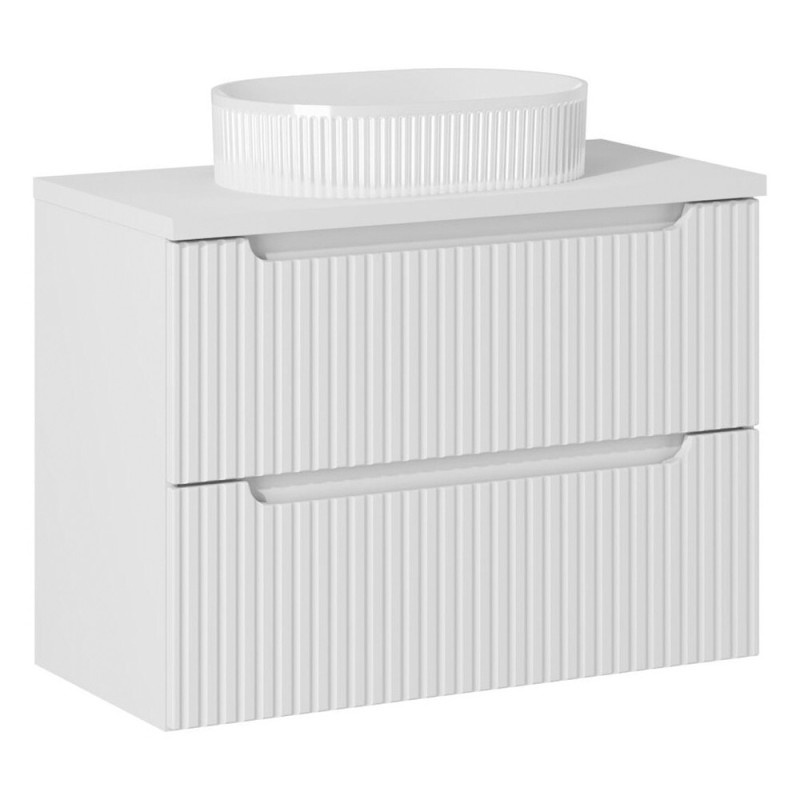 Set mobilier de baie Nova White, MDF, PAL melaminat, alb, blat alb mat, L.80 cm, lavoar Beyond, SET-NOW B WHITE 80CM S BEYOND 5 WH