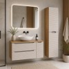 Set mobilier de baie Ocean Beige, MDF, PAL melaminat, stejar/bej, blat stejar uleiat, L.120 cm, lavoar Cloud, dulap inalt H.170 cm, SET-OCB B 120CM S UN CLOUD HC2D