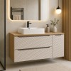 Set mobilier de baie Ocean Beige, MDF, PAL melaminat, stejar/bej, blat stejar uleiat, L.120 cm, lavoar Trust, SET-OCB B 120CM S UN TRUST WH LC