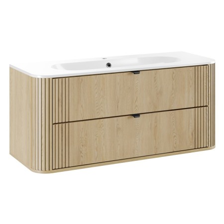 Set mobilier de baie Ovalia Cremona, MDF, PAL melaminat, stejar cremona, lavoar Pure, L.120 cm, SET-OVC 120CM UM PURE