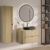 Set mobilier de baie Ovalia Cremona, MDF, PAL melaminat, stejar cremona, blat stejar cremona, L.100 cm, dulap inalt H.140 cm, SET-OVC B CREMONA 100CM HC