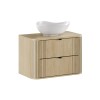 Set mobilier de baie Ovalia Cremona, MDF, PAL melaminat, stejar cremona, blat stejar cremona, L.80 cm, lavoar Cloud, SET-OVC B CREMONA 80CM UN CLOUD