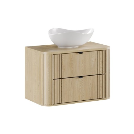 Set mobilier de baie Ovalia Cremona, MDF, PAL melaminat, stejar cremona, blat stejar cremona, L.80 cm, lavoar Cloud, SET-OVC B CREMONA 80CM UN CLOUD