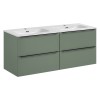 Set mobilier de baie Sombra Green, PAL melaminat, verde olive, lavoar Fly, L.140 cm, SET-SOG 140CM FLY