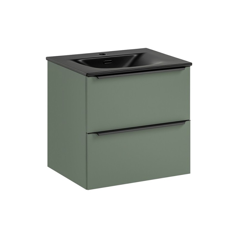 Set mobilier de baie Sombra Green, PAL melaminat, verde olive, lavoar Sky, L.60 cm, SET-SOG 60CM SKY