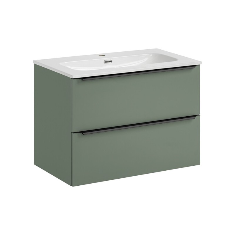 Set mobilier de baie Sombra Green, PAL melaminat, verde olive, lavoar Sky L.80 cm, SET-SOG 80CM FLY