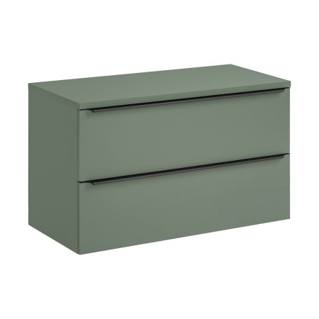 Set mobilier de baie Sombra Green, PAL melaminat, verde olive, blat verde olive, L.100 cm, SET-SOG B GREEN 100CM