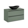 Set mobilier de baie Sombra Green, PAL melaminat, verde olive, blat verde olive, L.100 cm, lavoar Lena, SET-SOG B GREEN 100CM UN LENA-MB