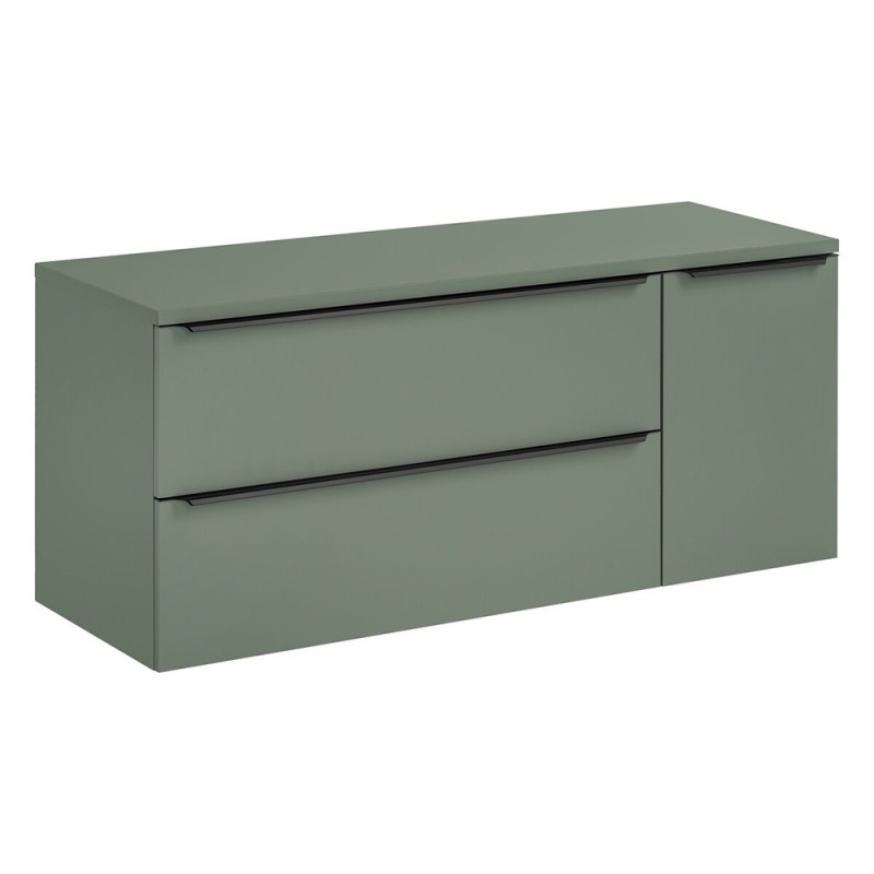 Set mobilier de baie Sombra Green, PAL melaminat, verde olive, blat verde olive, L.140 cm, SET-SOG B GREEN 140CM LB