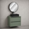 Set mobilier de baie Sombra Green, PAL melaminat, verde olive, blat verde olive, L.60 cm, lavoar Slim, oglinda LED, SET-SOG B GREEN 60CM UN SLIM-BL LU
