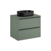 Set mobilier de baie Sombra Green, PAL melaminat, verde olive, blat verde olive, L.70 cm, lavoar Beyond, SET-SOG B GREEN 70CM UN BEYOND-BL