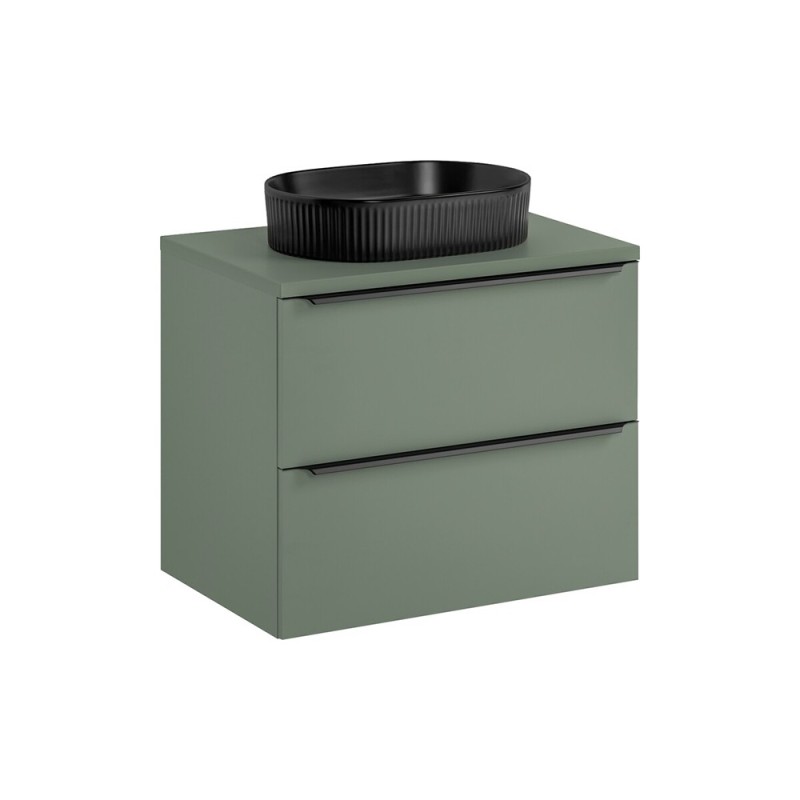 Set mobilier de baie Sombra Green, PAL melaminat, verde olive, blat verde olive, L.70 cm, lavoar Beyond, SET-SOG B GREEN 70CM UN BEYOND-BL