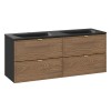 Set mobilier de baie Talia Casella, MDF, PAL melaminat, negru mat/stejar casella, lavoar Sky, L.120 cm, SET-TC 120CM UM SKY 1 BM