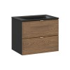 Set mobilier de baie Talia Casella, MDF, PAL melaminat, negru mat/stejar casella, lavoar Sky, L.60 cm, SET-TC 60CM UM SKY 1 BM