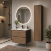 Set mobilier de baie Talia Casella, MDF, PAL melaminat, negru mat/stejar casella, lavoar Sky, L.60 cm, dulap inalt H.140 cm, SET-TC 60CM UM SKY HC