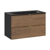 Set mobilier de baie Talia Casella, MDF, PAL melaminat, negru mat/stejar casella, lavoar Sky, L.80 cm, SET-TC 80CM UM SKY 1 BM