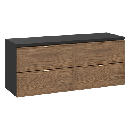 Set mobilier de baie Talia Casella, MDF, PAL melaminat, negru mat/stejar casella, blat negru mat, L.120 cm, SET-TC B BLACK 120CM