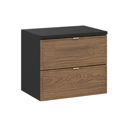 Set mobilier de baie Talia Casella, MDF, PAL melaminat, negru mat/stejar casella, blat negru mat, L.60 cm, SET-TC B BLACK 60CM