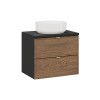Set mobilier de baie Talia Casella, MDF, PAL melaminat, negru mat/stejar casella, blat negru mat, L.60 cm, lavoar Maja, SET-TC B BLACK 60CM UN MAJA
