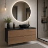Set mobilier de baie Talia Casella, MDF, PAL melaminat, negru mat/stejar casella, blat negru mat, L.80 cm, SET-TC B BLACK 80CM