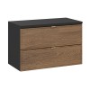 Set mobilier de baie Talia Casella, MDF, PAL melaminat, negru mat/stejar casella, blat negru mat, L.80 cm, SET-TC B BLACK 80CM