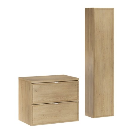 Set mobilier de baie Terra Cremona, MDF, PAL melaminat, stejar cremona, blat stejar cremona, L.60 cm, dulap inalt H.140 cm, SET-TEC B CREMONA 60CM HC
