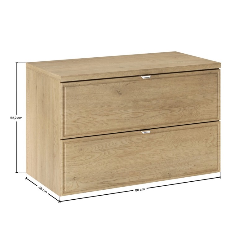 Set mobilier de baie Terra Cremona, MDF, PAL melaminat, stejar cremona, blat stejar cremona, L.80 cm, SET-TEC B CREMONA 80CM