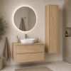 Set mobilier de baie Terra Cremona, MDF, PAL melaminat, stejar cremona, blat stejar cremona, L.80 cm, dulap inalt H.140 cm, SET-TEC B CREMONA 80CM HC